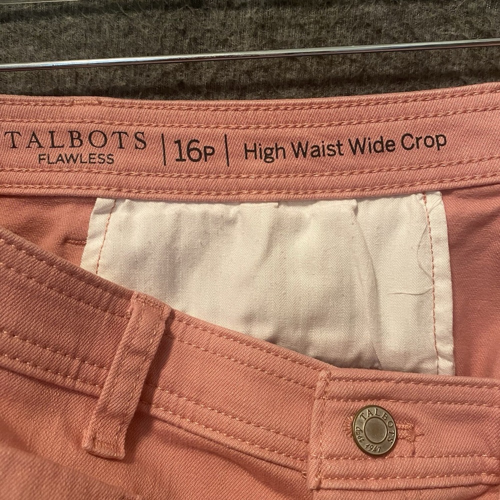 Talbots Jeans‎ Womens 16P Pink Flawless High Waist Wide Crop Pants Pockets 21" - Picture 3 of 10